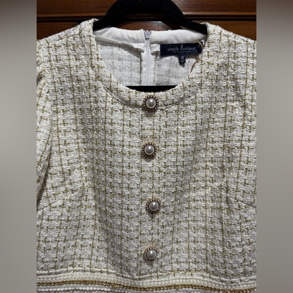 Simply Southern Cream Puff Sleeve Sheath Dress for Work - Picture 3 of 4